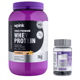 three premium whey protein baunilha 3W 1kg + cabelos e unhas - wp