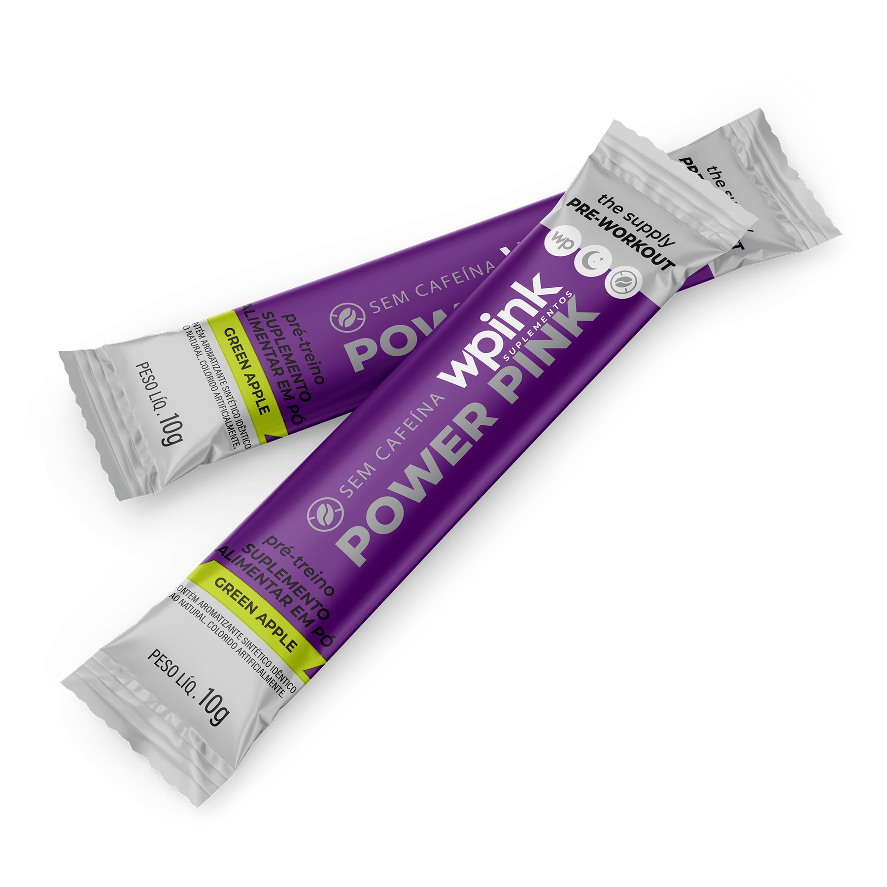 power pink sem cafeína de maçã verde - pré-treino - 300g - wp