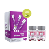 power pink sem cafeína de maçã verde - pré-treino - 300g + 2 ácidos hialurônicos