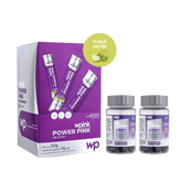 power pink sem cafeína de maçã verde - pré-treino - 300g + 2 cabelos e unhas