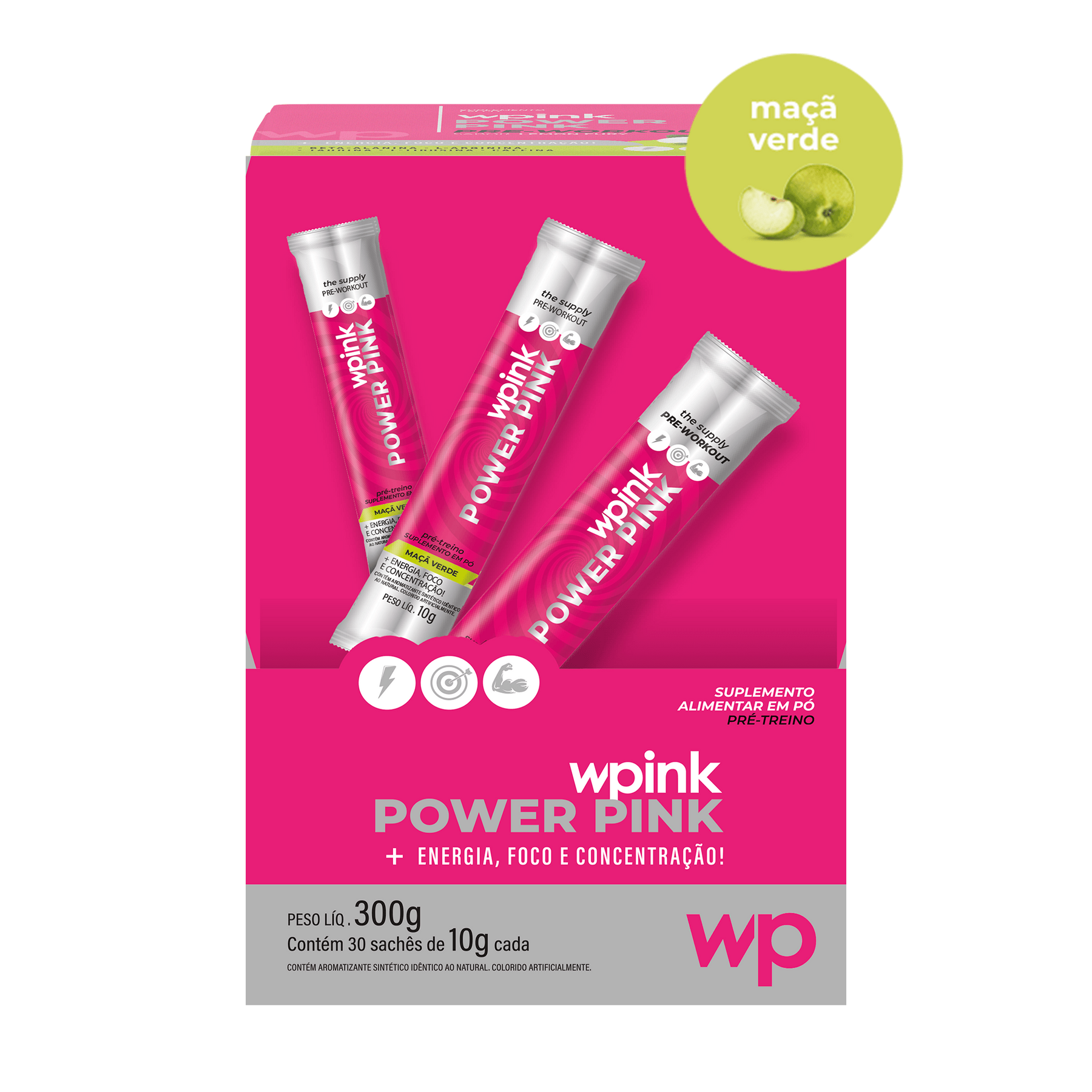 power pink de maçã verde - pré-treino – 300g - wp