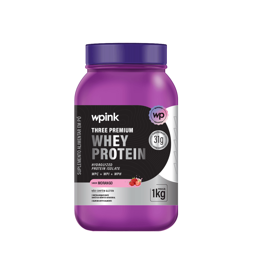 three premium whey protein morango 1KG - wp