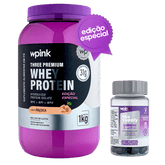 three premium whey protein paçoca 3W 1 kg + cabelos e unhas - wp